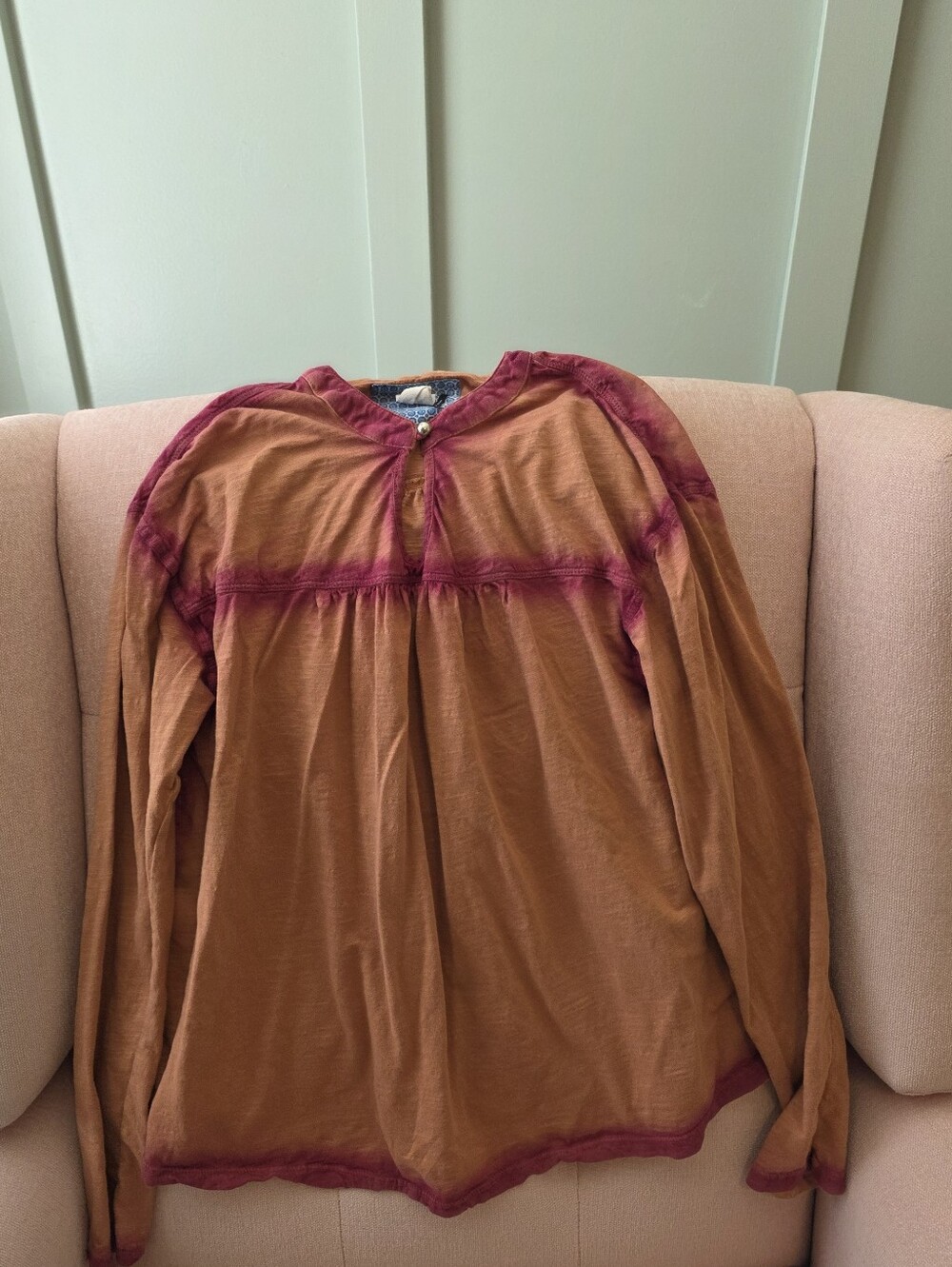 Anthropologie Akemi + Kin Fall Orange Pink Long Sleeve Blouse Pumpkin Small